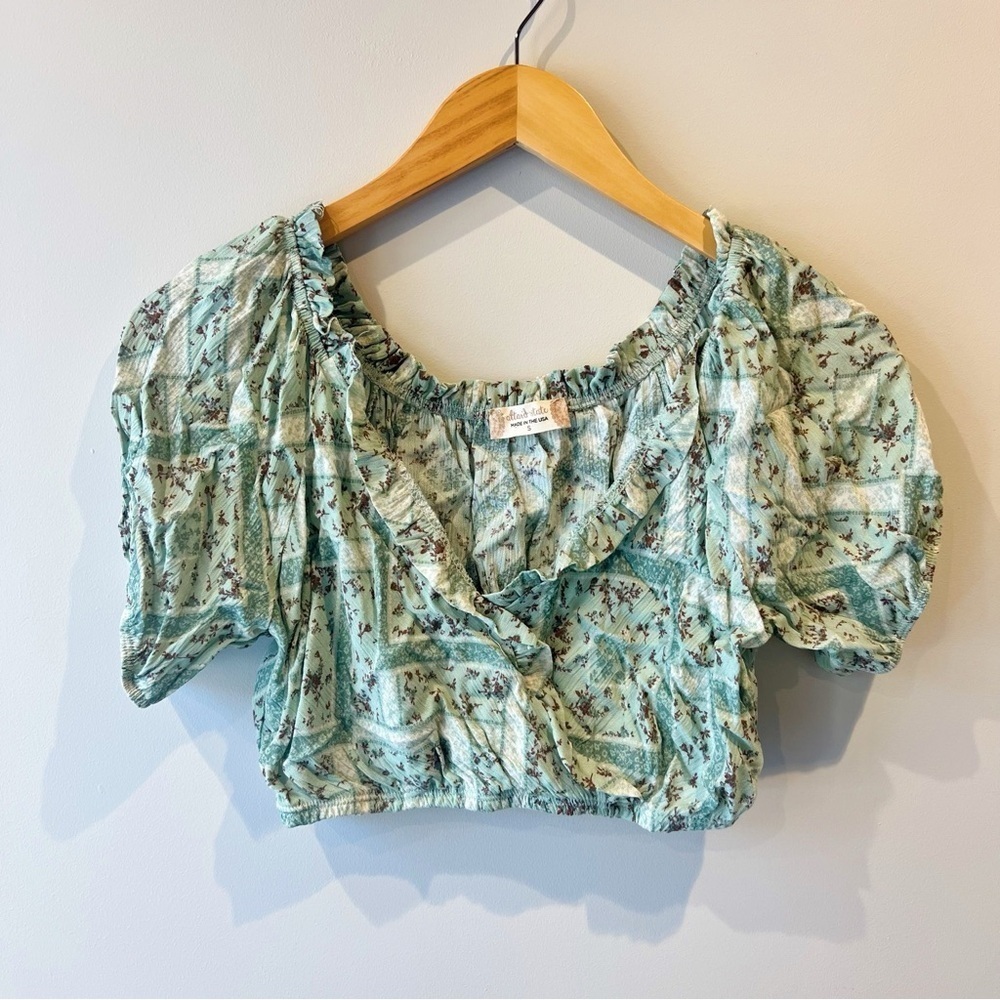 Altar’d State Faux Wrap Floral Cropped Blouse
